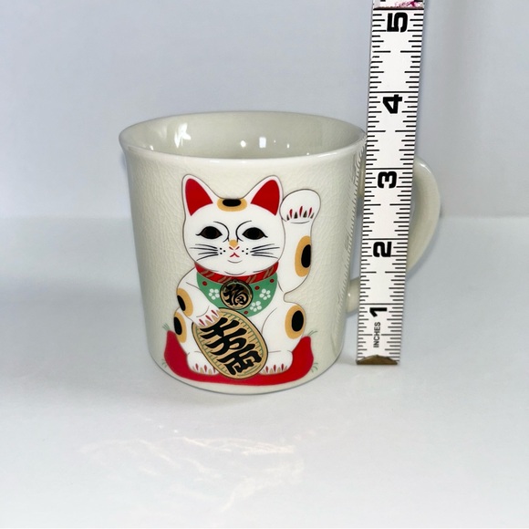 Vintage Maneki Neko Lucky Cat Mug Cup Made in Japan Crackle Glaze Finish - Picture 4 of 6
